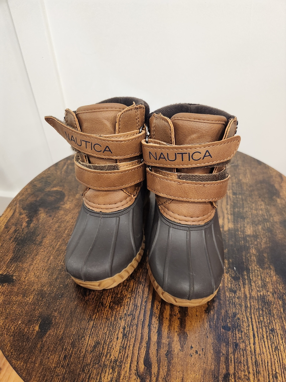 Nautica Brown and Gray Waterproof Kids Winter Boots